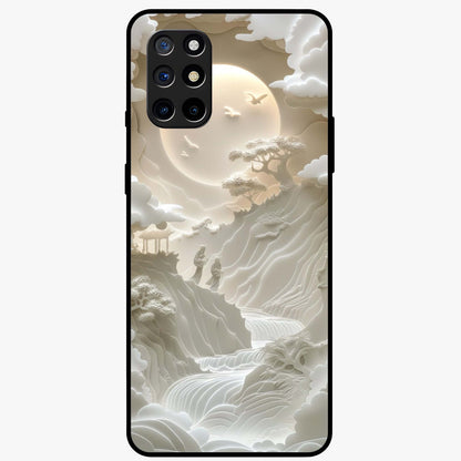 Celestial Origami Glass Case showing flat back view with artistic origami inspired celestial artwork and glossy glass finish.
