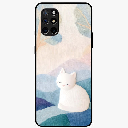 Cotton Dream Cat Glass Case showing flat back view with soft dreamy cat artwork and glossy glass finish.