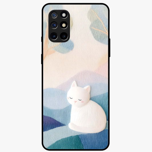 Cotton Dream Cat Glass Case showing flat back view with soft dreamy cat artwork and glossy glass finish.