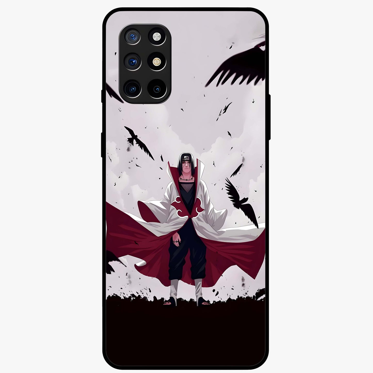 Crimson Crow Ascension Glass Case showing flat back view with mystical crow artwork and glossy glass finish.
