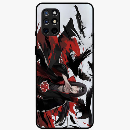 Crimson Crow Illusion Glass Case showing flat back view with artistic crow illusion artwork and glossy glass finish.