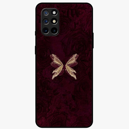 Crimson Fade Butterfly Glass Case showing flat back view with fading butterfly artwork and glossy glass finish.