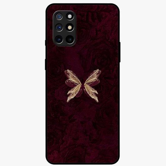 Crimson Fade Butterfly Glass Case showing flat back view with fading butterfly artwork and glossy glass finish.