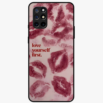 Crimson Kiss Love Glass Case showing flat back view with romantic crimson themed artwork and glossy glass finish.
