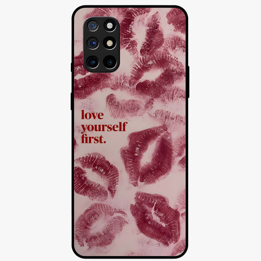 Crimson Kiss Love Glass Case showing flat back view with romantic crimson themed artwork and glossy glass finish.