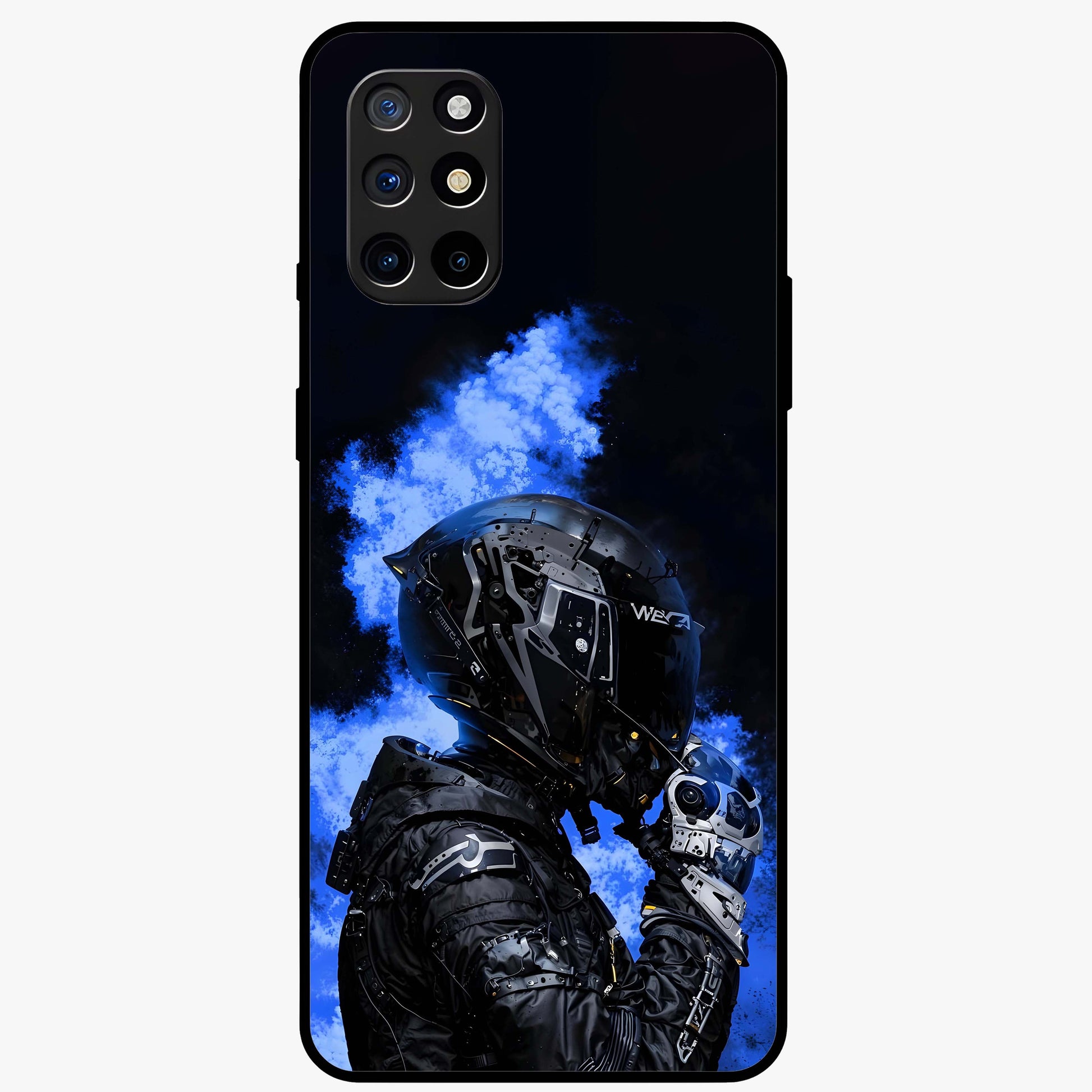 Cyber Sentinel Protocol Glass Case showing flat back view with futuristic cyber themed artwork and glossy glass finish.