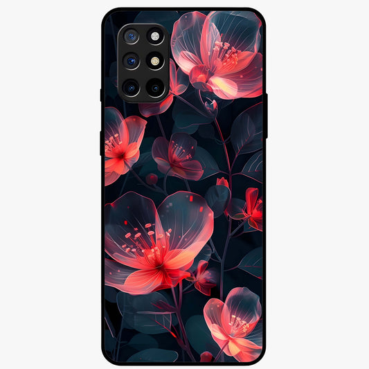 Dark Shade of Flower Glass Case showing flat back view with elegant dark floral artwork and glossy glass finish.