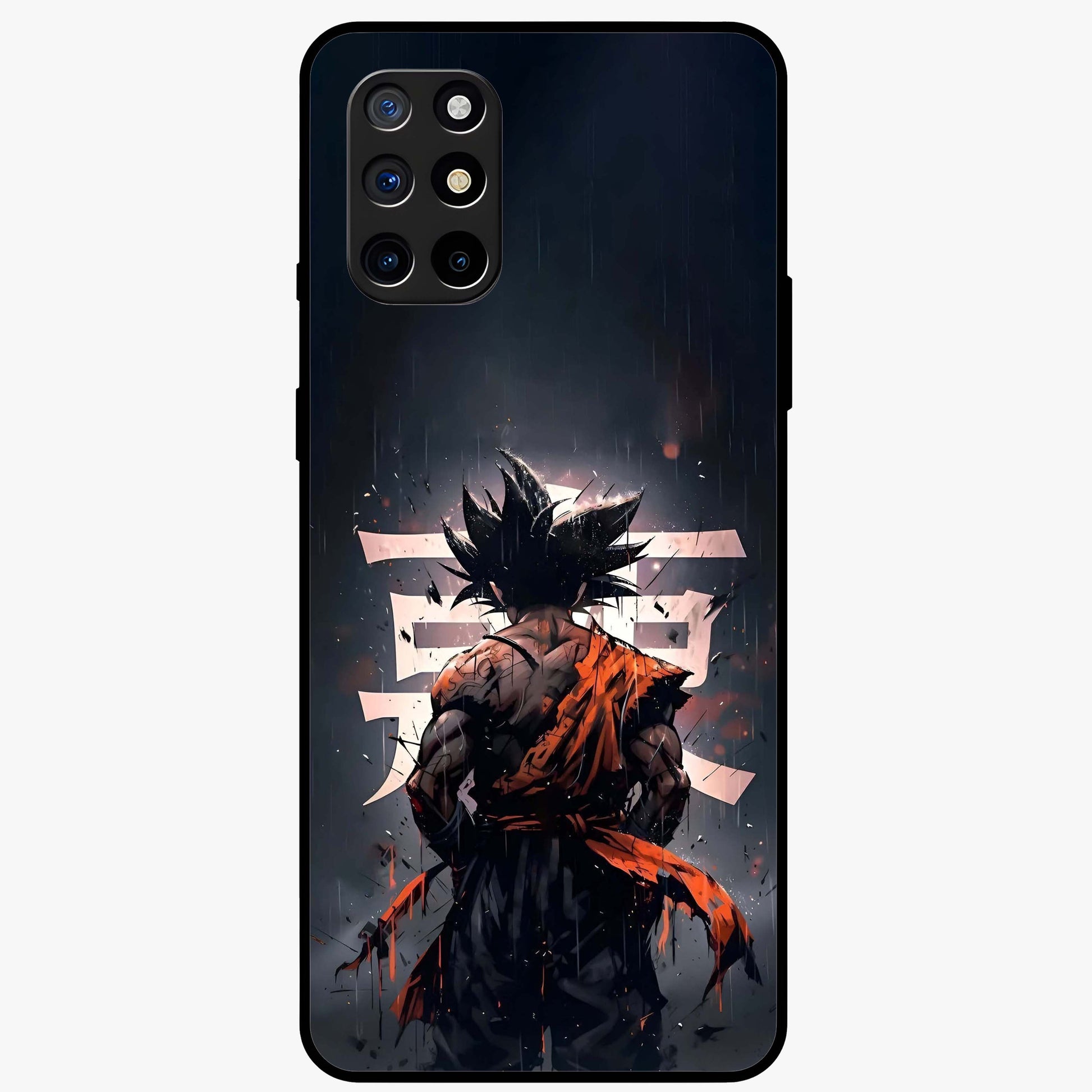 Dark Warrior In Rain Glass Case showing flat back view with warrior artwork in rainy atmosphere and glossy glass finish.