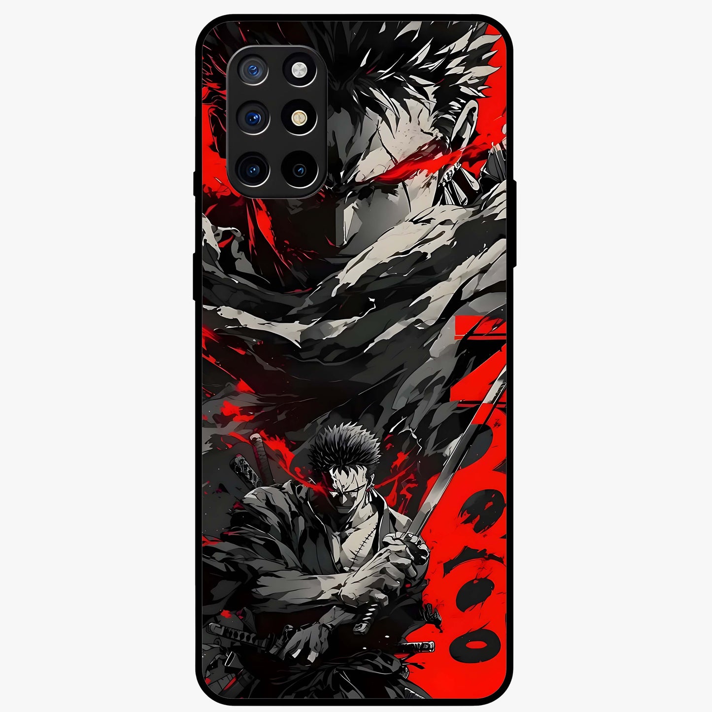 Demon Sword Resolve Glass Case showing flat back view with fierce sword warrior artwork and glossy glass finish.