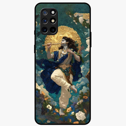 Divine Krishna Art Glass Case showing flat back view with Lord Krishna artwork and glossy glass finish.