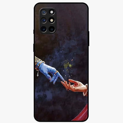 Divine Touch Eternal Glass Case showing flat back view with spiritual themed artwork and glossy glass finish.