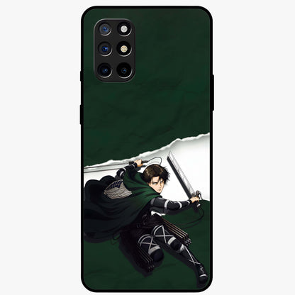Emerald War Vanguard Glass Case showing flat back view with powerful warrior themed artwork and glossy glass finish.