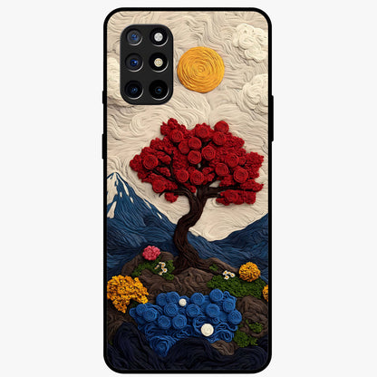 Eternal Nature Tapestry Glass Case showing flat back view with intricate nature tapestry artwork and glossy glass finish.