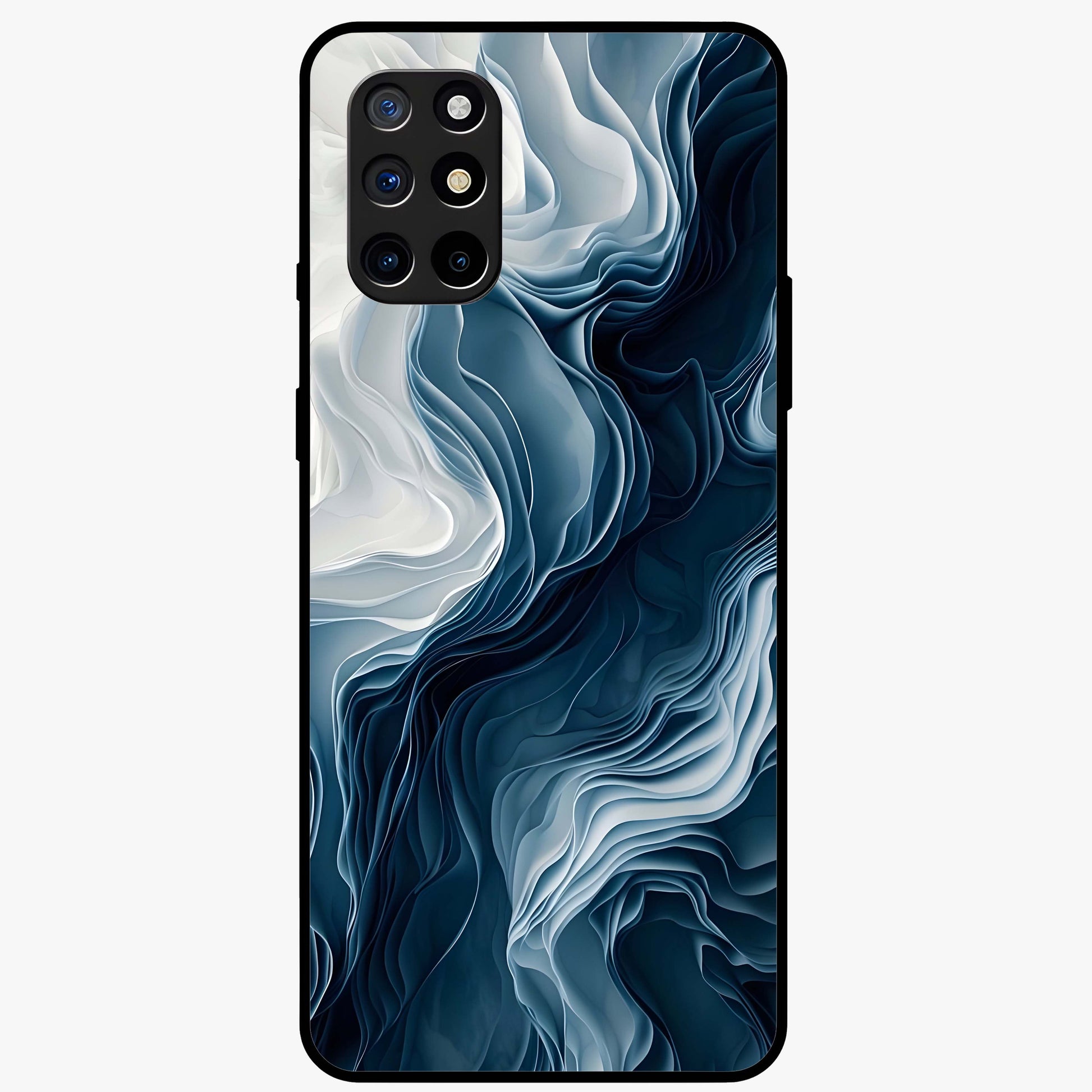 Ethereal Paper Marble Glass Case showing flat back view with soft marble paper texture artwork and glossy glass finish.
