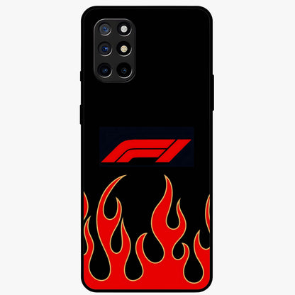 Fire F11 Glass Case showing flat back view with fiery themed artwork and glossy glass finish.