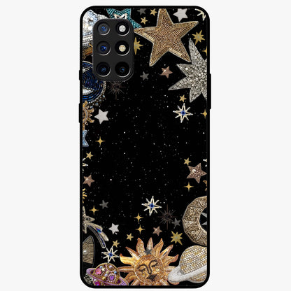 Galactic Jewel Stars Glass Case showing flat back view with sparkling star jewel artwork and glossy glass finish.