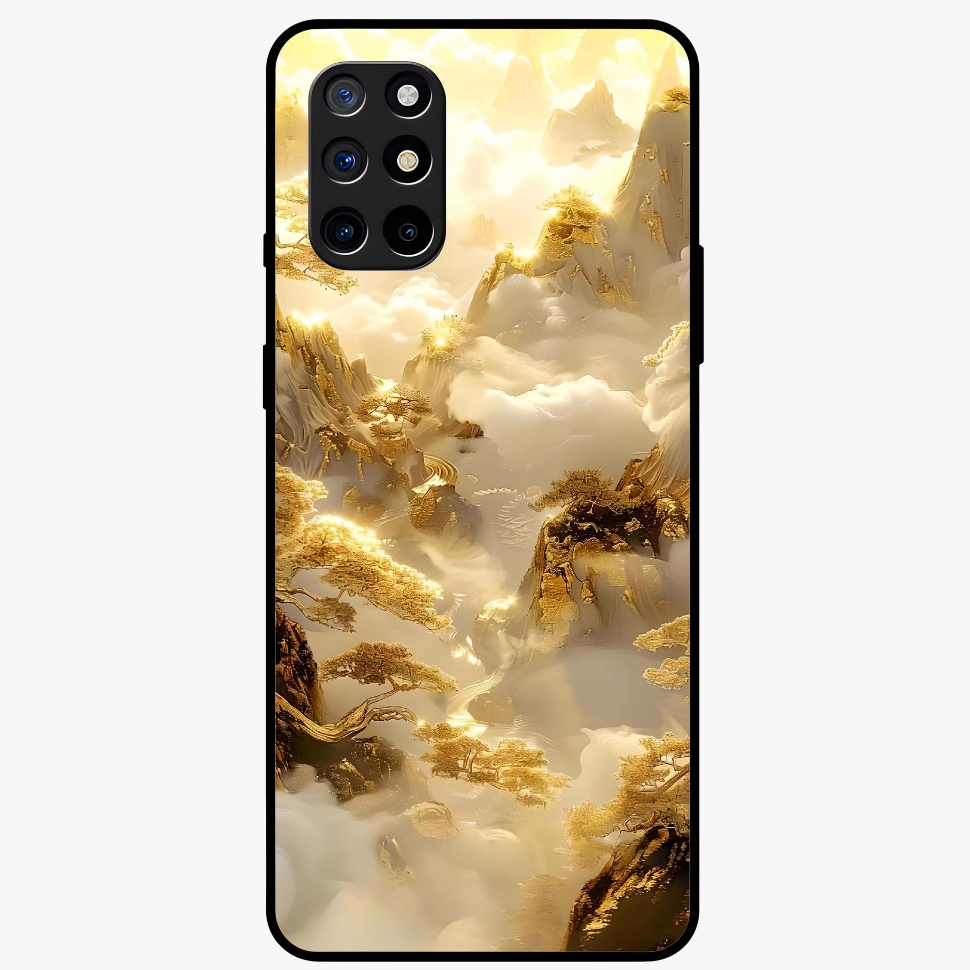 Gates Of Illumination Glass Case showing flat back view with mystical illuminated gate artwork and glossy glass finish.
