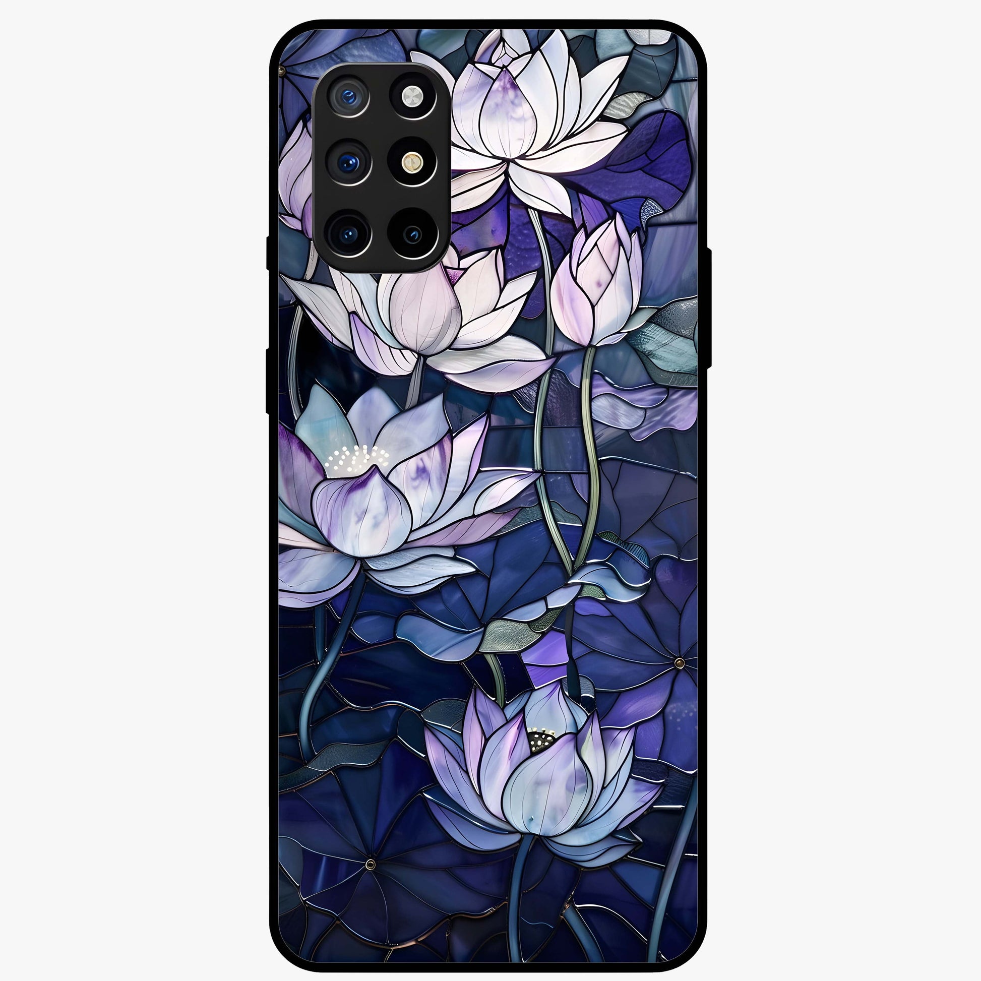 Gloss Petal Rush Glass Case showing flat back view with glossy flower petal artwork and smooth glass finish.