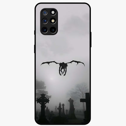 Graveyard Shadow Descent Glass Case showing flat back view with dark graveyard themed artwork and glossy glass finish.