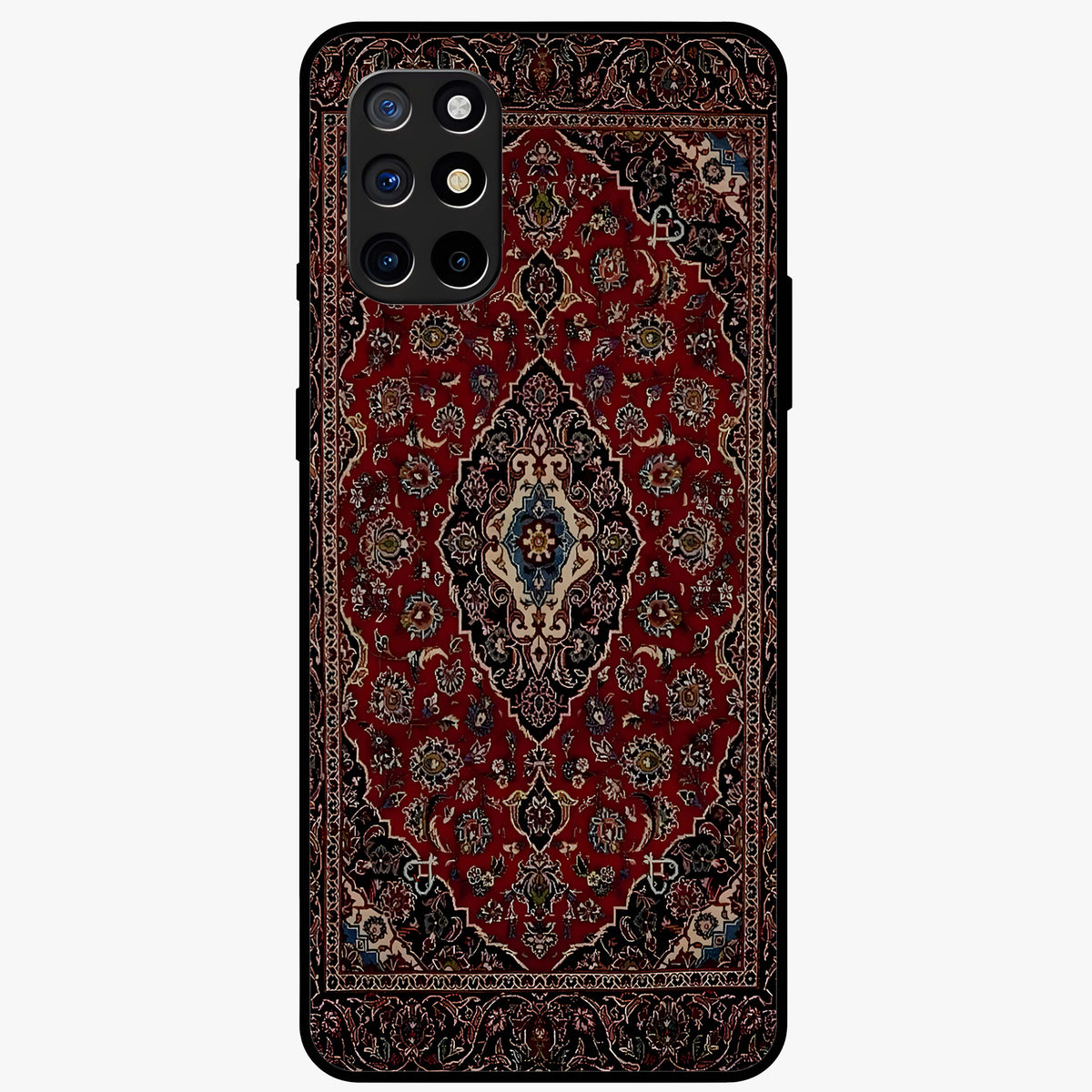 Heritage Carpet Royale Glass Case showing flat back view with ornate Persian carpet inspired pattern and glossy glass finish.
