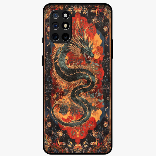 Inferno Dragon Soul Glass Case showing flat back view with fiery dragon artwork and glossy glass finish.
