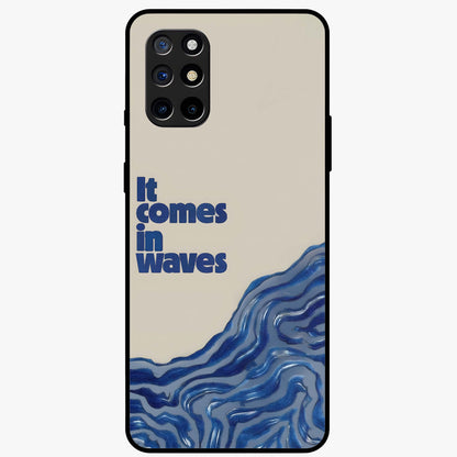 It Comes In Waves Quote Glass Case showing flat back view with inspirational wave themed quote artwork and glossy glass finish.