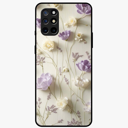 Lilac Breeze Harmony Glass Case showing flat back view with soft lilac themed artwork and glossy glass finish.