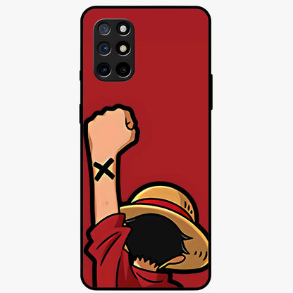 Luffy X Spirit Glass Case showing flat back view with bold anime character artwork and glossy glass finish.