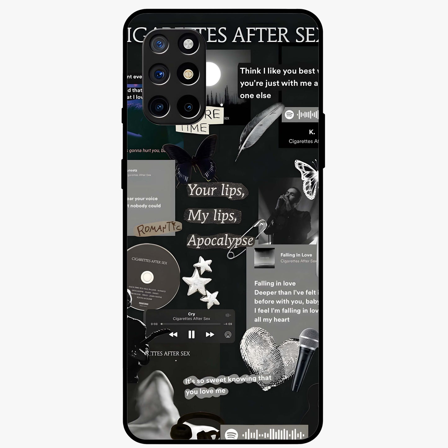 Midnight Love Echo Glass Case showing flat back view with romantic midnight themed artwork and glossy glass finish.