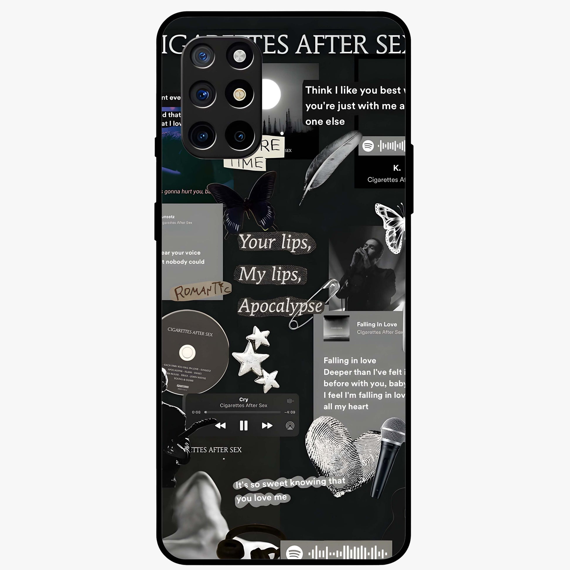 Midnight Love Echo Glass Case showing flat back view with romantic midnight themed artwork and glossy glass finish.