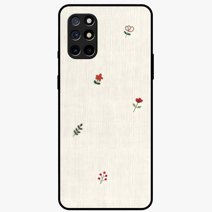 Minimal Petal Whispers Glass Case showing flat back view with soft minimal floral artwork and glossy glass finish.