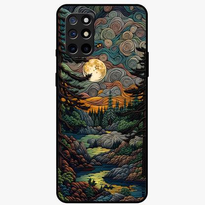 Moonlight Forest Dream Glass Case showing flat back view with mystical forest moonlight artwork and glossy glass finish.