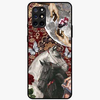 Moonlit Royal Stallion Glass Case showing flat back view with majestic horse under moonlight artwork and glossy glass finish.