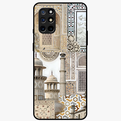 Mughal Marble Legacy Glass Case showing flat back view with intricate Mughal inspired marble pattern and glossy glass finish.