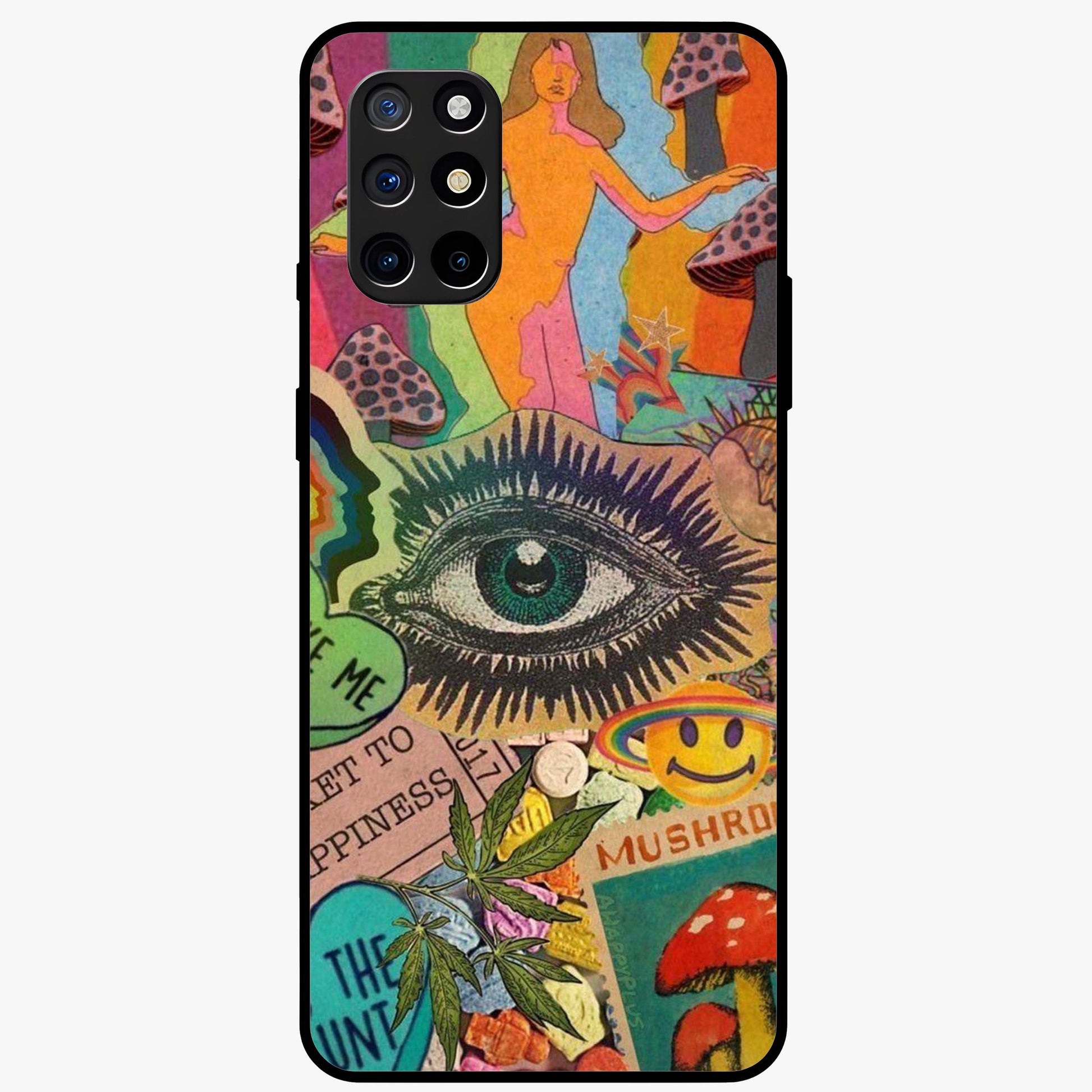 Mystic Eye Wonderland Glass Case showing flat back view with mystical eye themed artwork and glossy glass finish.
