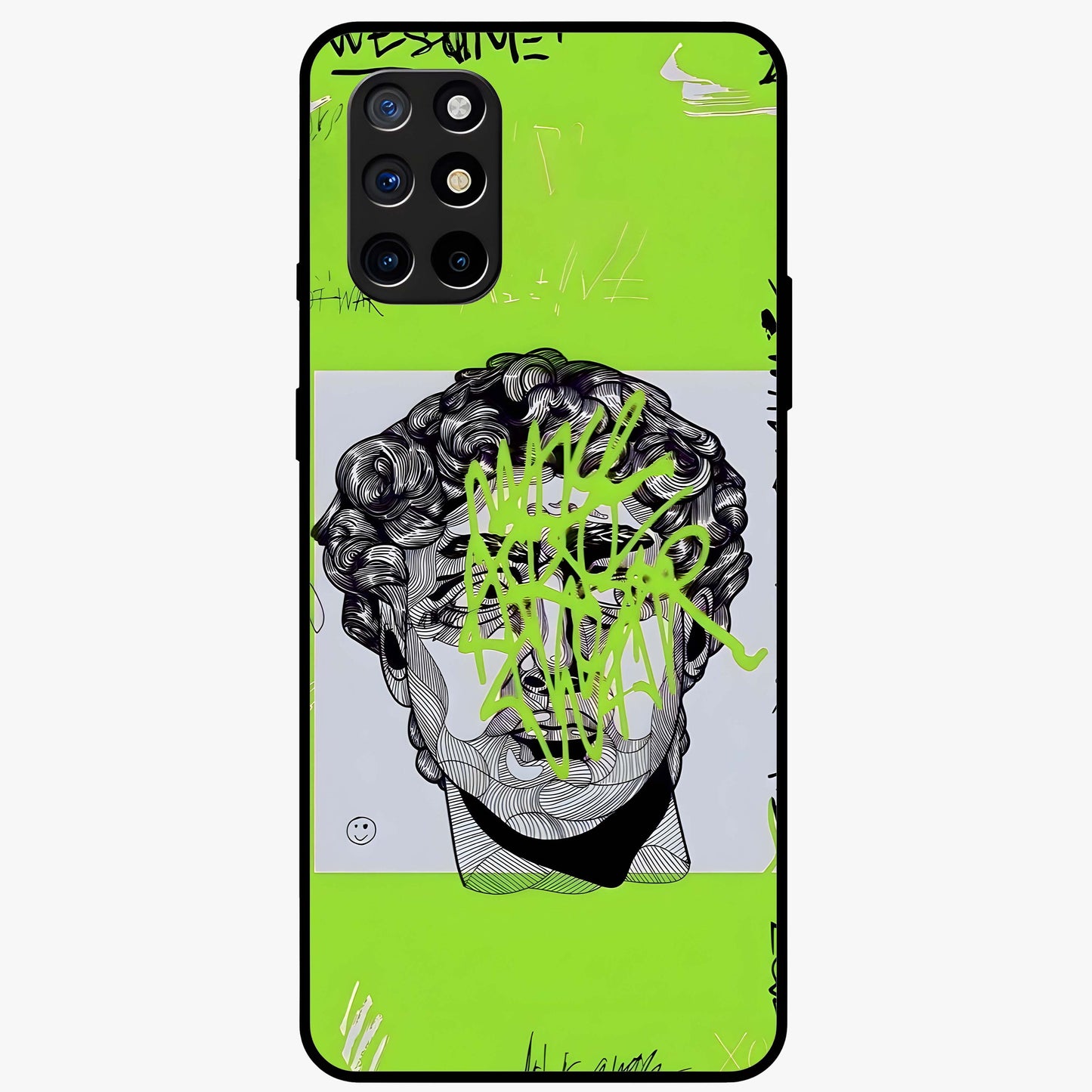 Neo Graffiti Rebellion Glass Case showing flat back view with vibrant graffiti artwork and glossy glass finish.