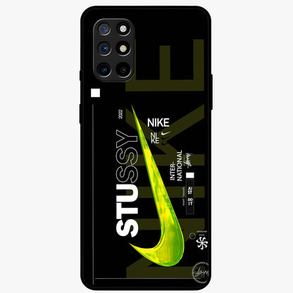 Neon Street Edition Glass Case showing flat back view with neon street style artwork and glossy glass finish.