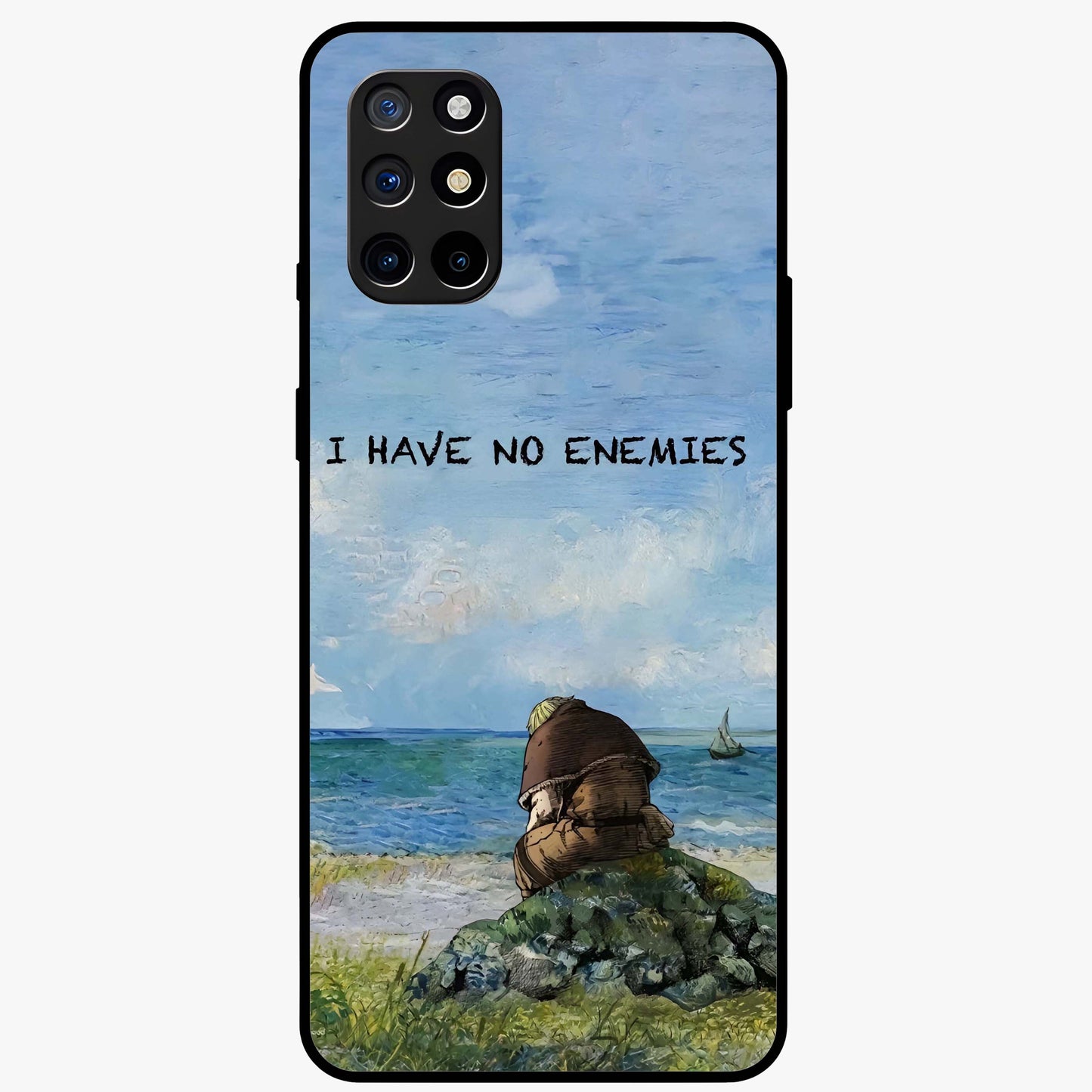 Peace Beyond War Glass Case showing flat back view with symbolic peace themed artwork and glossy glass finish.