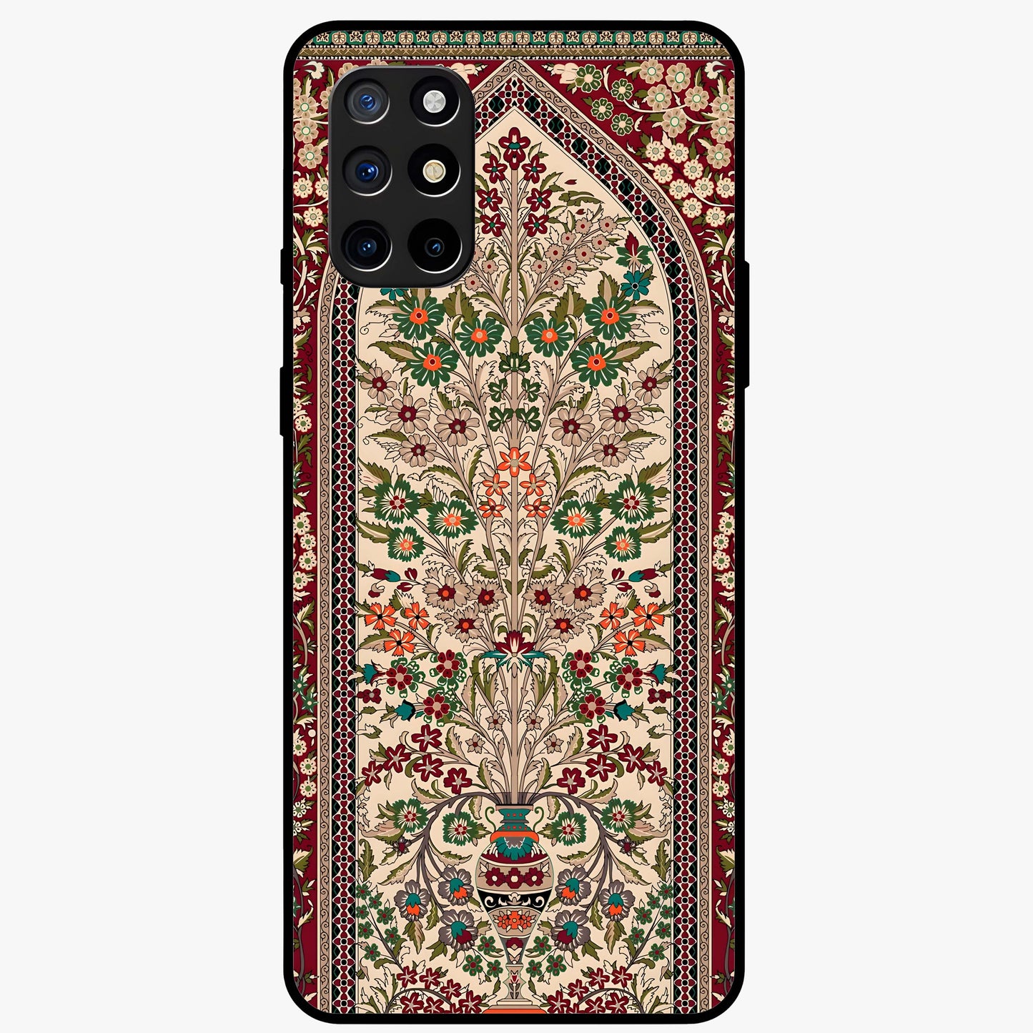 Persian Inspired Glass Case showing flat back view with ornate Persian style pattern artwork and glossy glass finish.
