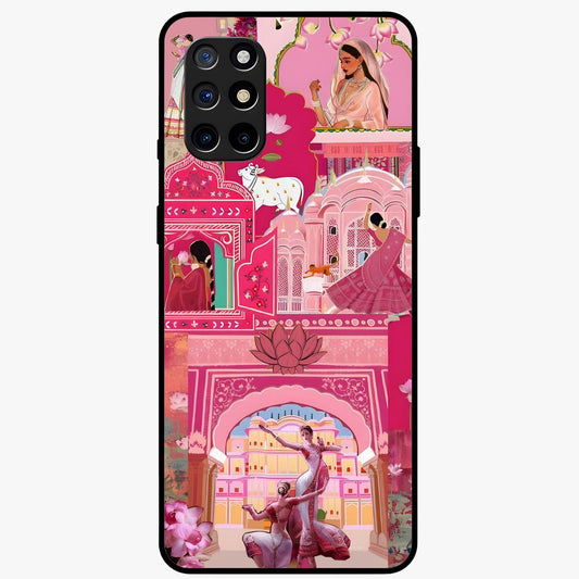 Pink Palace Muse Glass Case showing flat back view with elegant palace inspired artwork and glossy glass finish.
