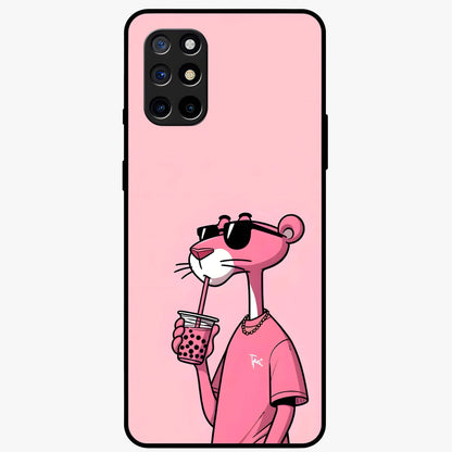 Pink Panther Glass Case showing flat back view with iconic pink panther artwork and glossy glass finish.