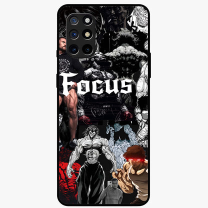 Relentless Power Focus Glass Case showing flat back view with motivational typography artwork and glossy glass finish.