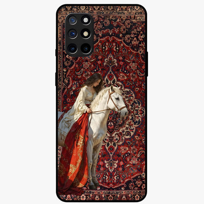 Royal Rider Tapestry Glass Case showing flat back view with majestic horse rider tapestry artwork and glossy glass finish.