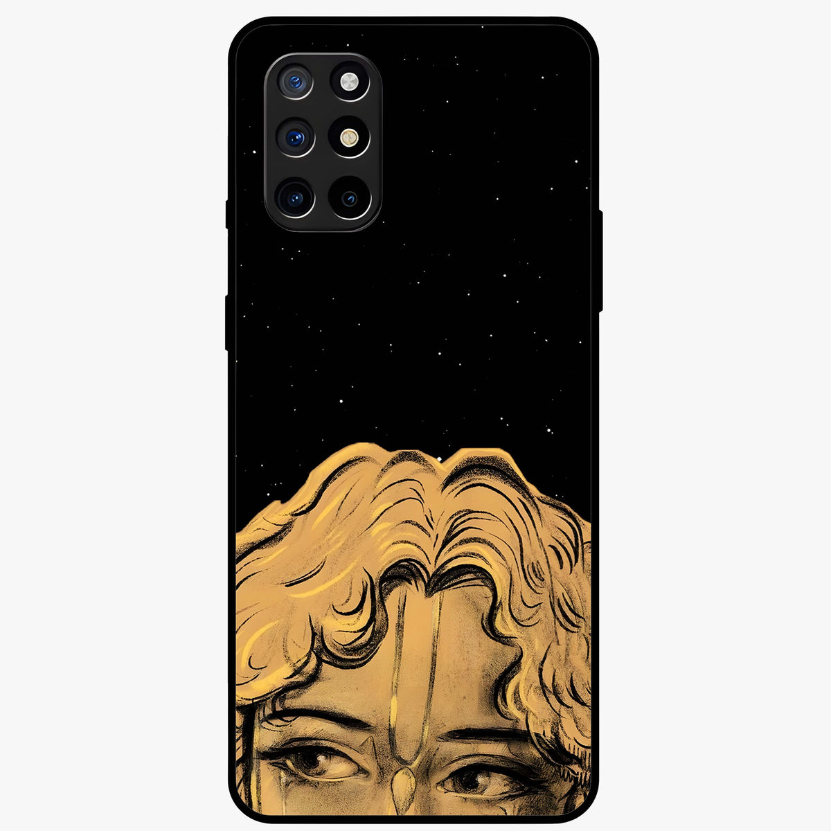 Shri Krishna Art Glass Case showing flat back view with devotional Krishna artwork and glossy glass finish.