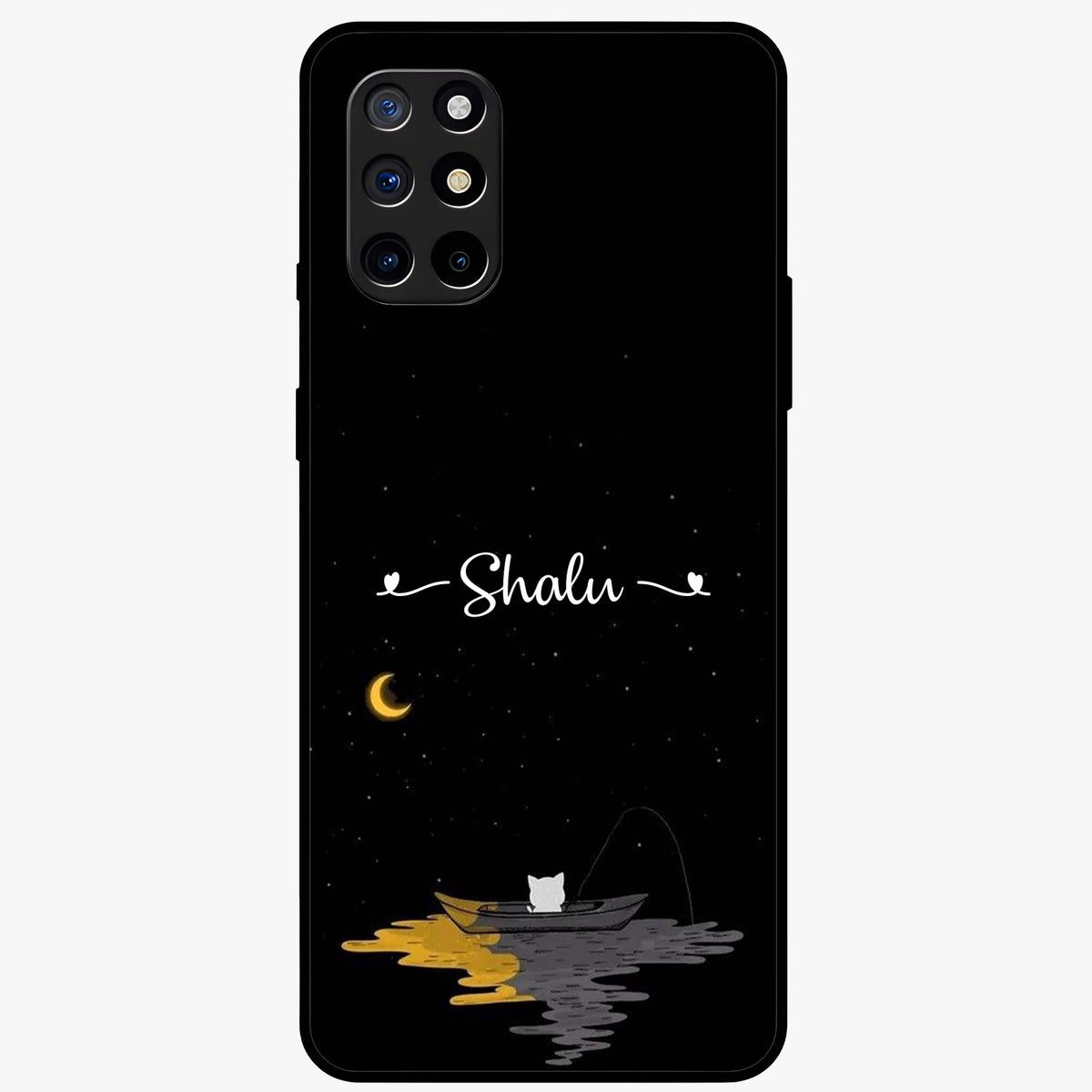 Silent Night Row Glass Case showing flat back view with calm night themed artwork and glossy glass finish.
