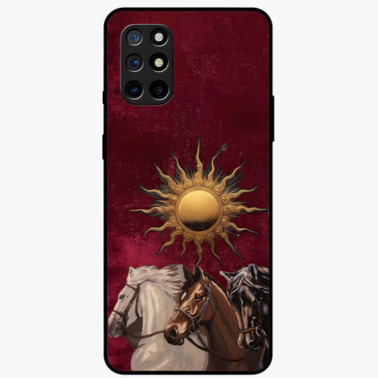 Solar Riders Glass Case showing flat back view with dynamic rider themed artwork and glossy glass finish.