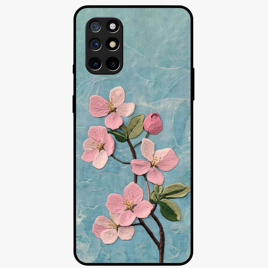 Threaded Blossom Breeze Glass Case showing flat back view with delicate blossom artwork and glossy glass finish.
