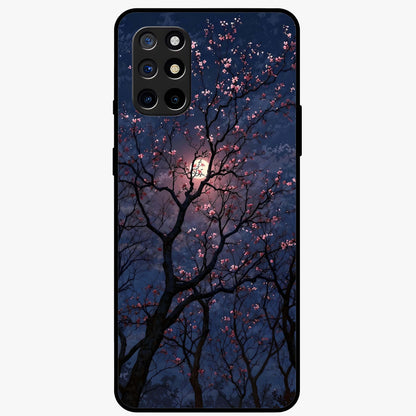 Twilight Sakura Serenade Glass Case showing flat back view with cherry blossom artwork at twilight and glossy glass finish.
