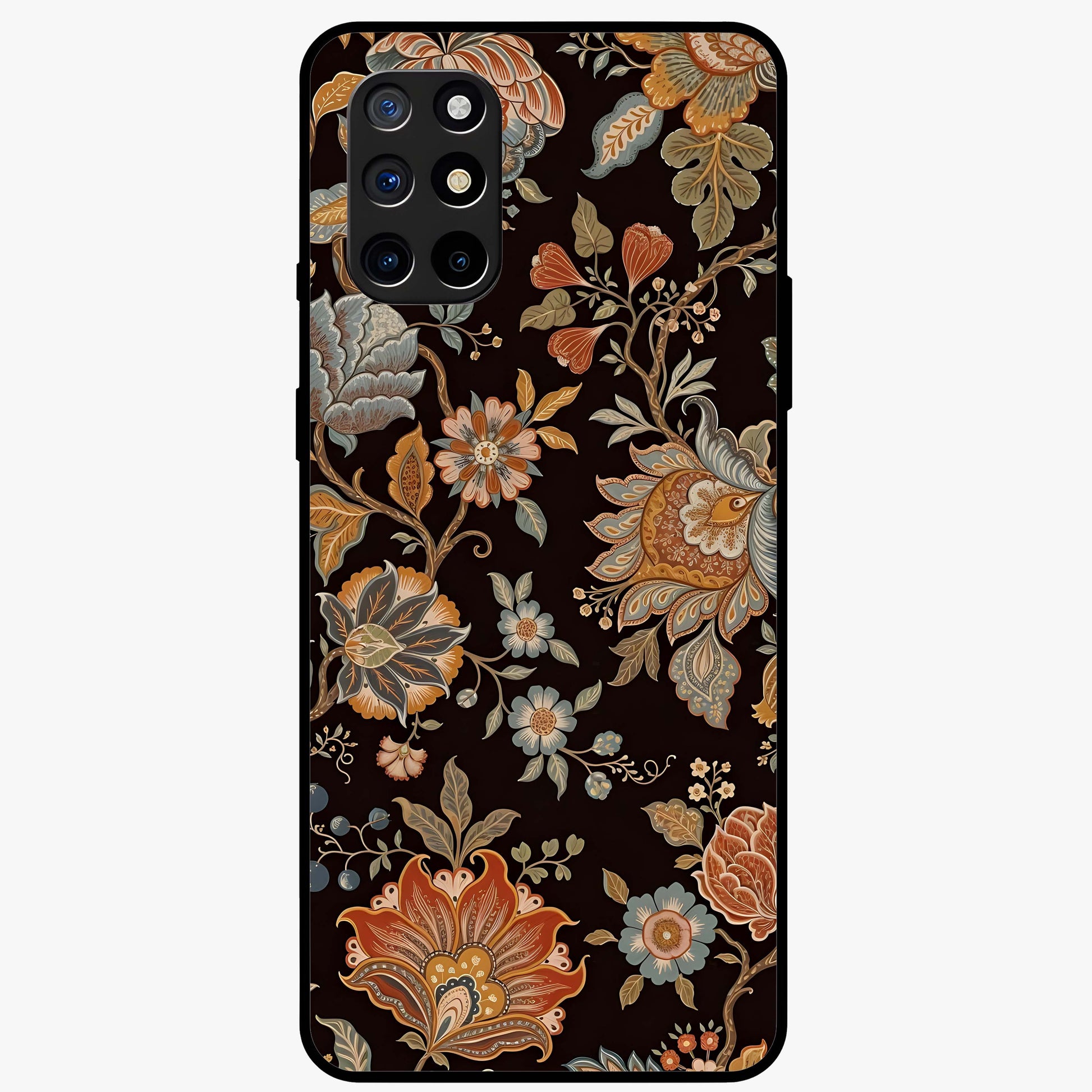 Vintage Floral Dream Glass Case showing flat back view with classic floral artwork and glossy glass finish.
