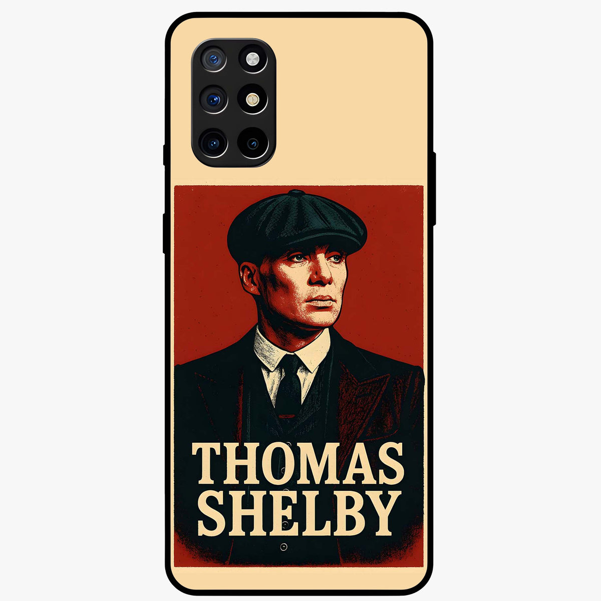 Vintage Mafia Authority Glass Case showing flat back view with bold vintage mafia inspired artwork and glossy glass finish.